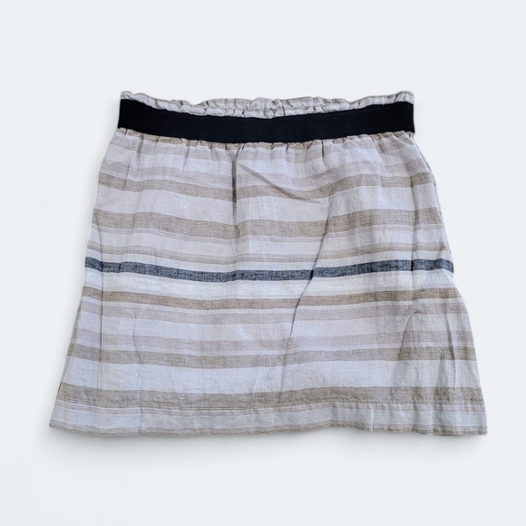 LOFT Tan Black Neutrals Striped 100% Linen Skirt Size Small - Picture 12 of 12